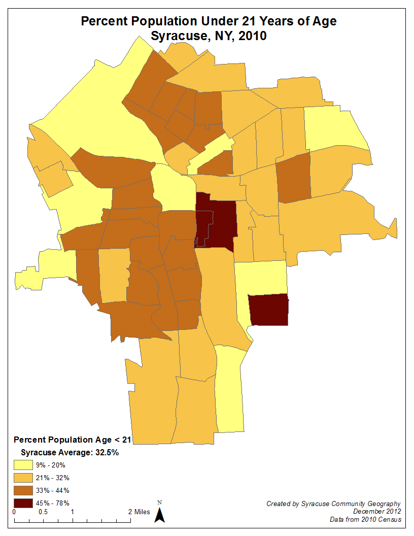 Percent Population Under 21 Years of Age Syracuse, NY, 2010 - Syracuse ...